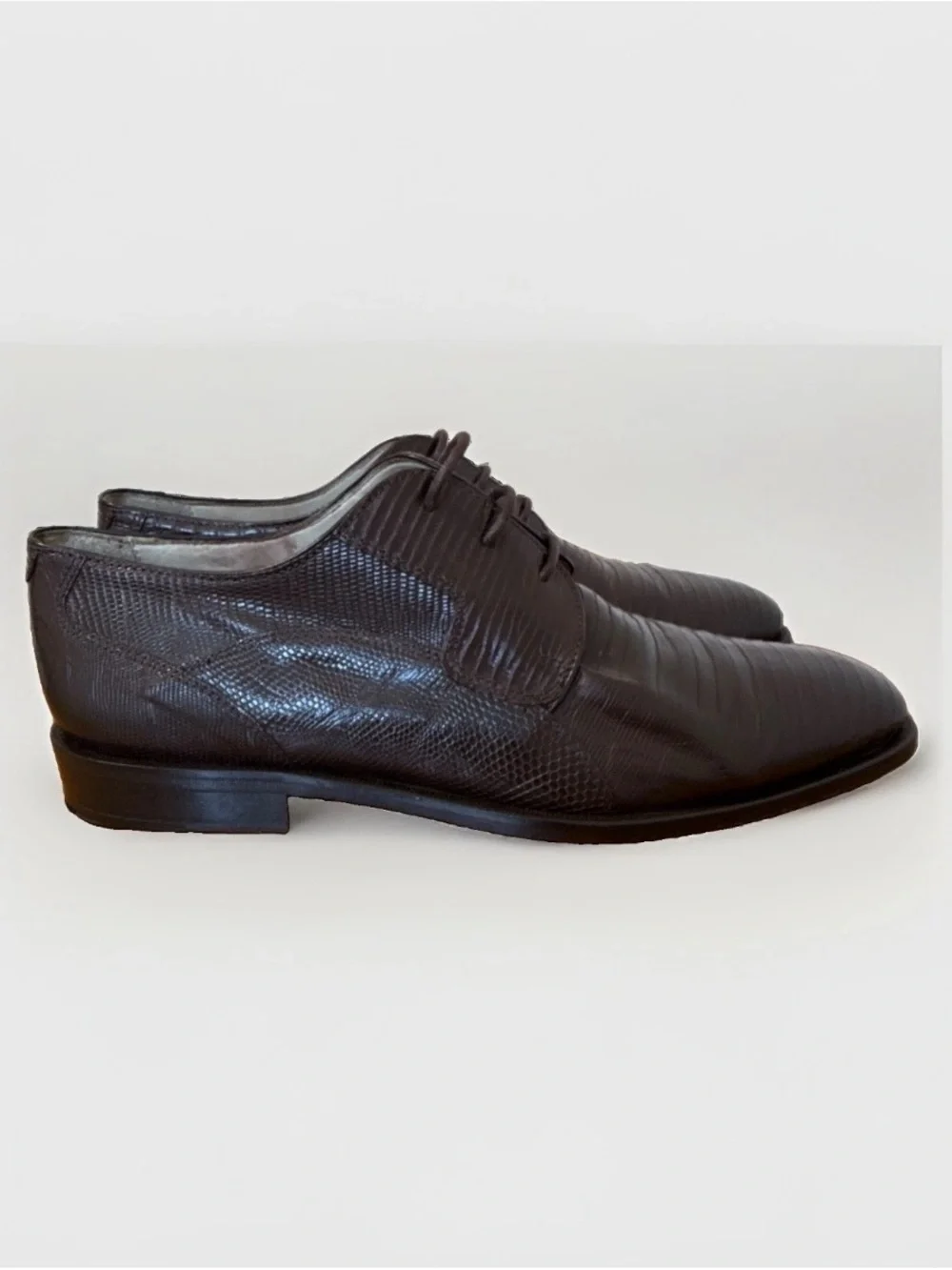 Traversi Vintage Handmade in Italy Genuine Teju Lizard 3-Eyelet Derby Dress Shoe